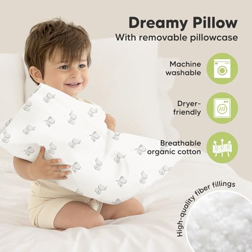 Image of Toddler Pillow with Pillowcase, 13x18 My Little Dreamy Pillow (Elly) | Kids Travel Bed Pillow for Sleep, Organic Cotton Small Pillowcase, Soft, Breathable, Machine Washable, Toddlers 2-5 years old