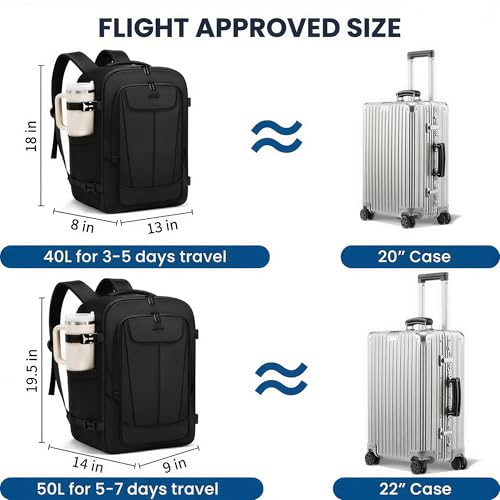 Mochila de viaje LOVEVOOK 40L con 3 cubos de embalaje negra miniatura 6