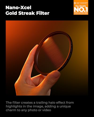 K&F CONCEPT 62mm Gold Streak Effect Lens Filter (2mm) 28 Multi-Coated High Definition Anamorphic Light Flare Effect Filter for Camera Lens (Nano-X Series) — view 2