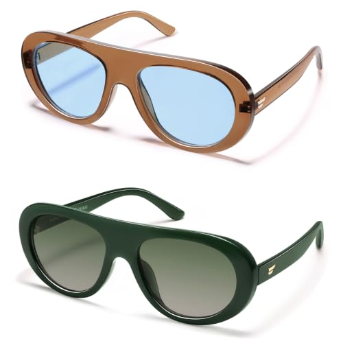 Image of VANLINKER Oversized Retro Aviator Sunglasses for Women Men Chic 70s Vintage Style Trendy 2026 Chunky Sun Glasses VL9865