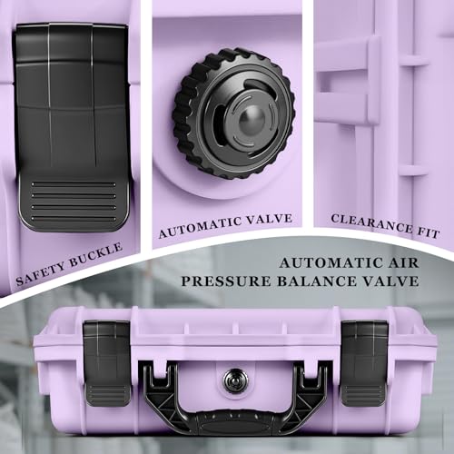 Image of Relaxweex 1 Pcs Waterproof Hard Case with DIY Customizable Foam Insert Portable Protective Case with Knife for Camera Drones Equipments Tools Test Instruments(Purple,14.3 x 11.4 x 4.5 Inch)