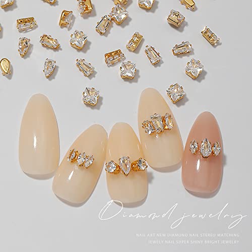 120Pcs Metal Nail Art Zircon Charms Gold Silver Sparkling Nail Charms Gems Rhinestones Glass Resin Jewelry Flatback Diamonds For Nail Art And Decoration Diy Manicure #TOP1