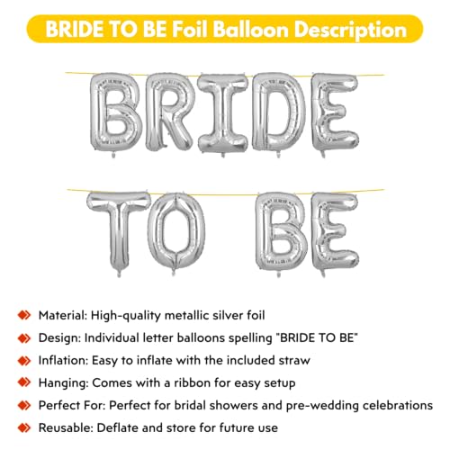 Image of Bride To Be Banner Silver for Wedding Home Girls Foil Balloon Decoration Decor Celebration Silveren