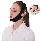 HQSF Anti Schnarch Kinnriemen Stopper, Komfortables Schnarchgerät, Anti-Schnarch-Lösung,Kinnriemen zur Schnarchreduzierung,Verstellbarer Weiches Schlaf Schnarch KiefergurtBlack