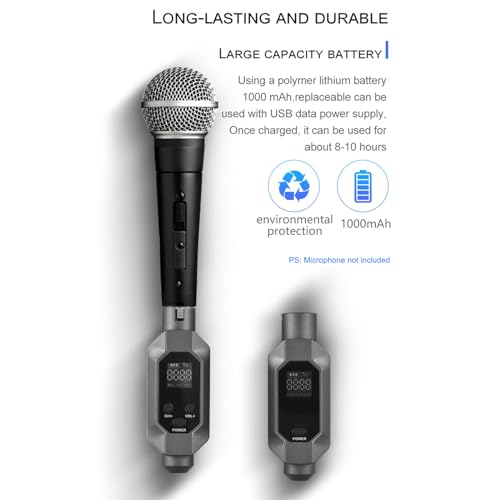 LiebeWH UHF Wireless Microphone System XLR Transmitter and Receiver with Noise Reduction for Live Performance Studio Recording and PA Systems miniatura 5