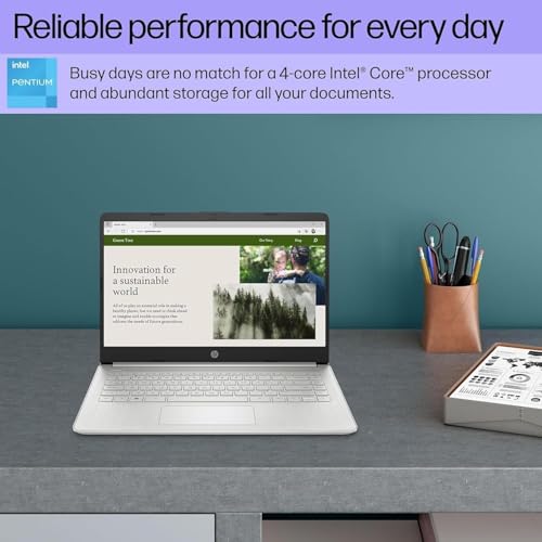 Image of HP Laptop for Business & Student, 14 inch HD Display, Intel Pentium Silver N5030 Processor, 8GB RAM, 512GB SSD, 1-Year Microsoft Office 365, with Mouse, Long Battery Life, Webcam, Windows 11 Home