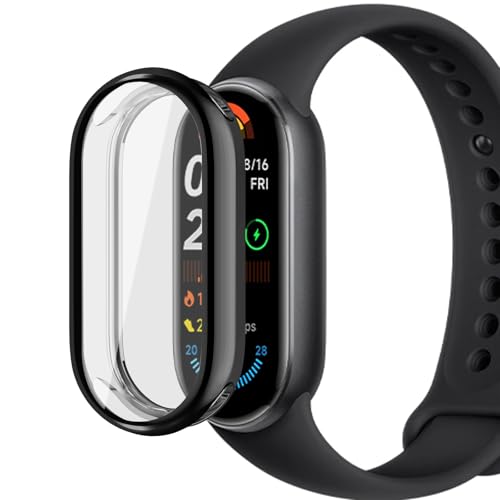 For Xiaomi Smart Band 10 �P�[�X �V���I�~ Smart Band10 1.72�^ �S�ʕی�P�[�X �yKibnco�z ���b�L�d�グ TPU �\�t�g ���y�� �ϏՌ� �S�ʏ��h�~ �J�o�[ (�u���b�N)