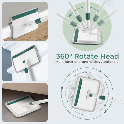 Baseboard Cleaner Tool with Handle, 60" Extendable Long Handle Baseboard Cleaner with 5 Reusable Pads for Baseboards Cleaning, Ceiling, Wall, Floor, Bathroom, Kitchen - Image 5