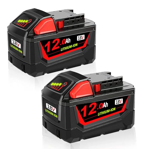 12000mAh Ersatzakku für Milwaukee Akku 18V 12Ah Kompatibel mit Milwaukee M18 Akku 48-11-1820 48-11-1815 48-11-1828 48-11-1840 48-11-1841 48-11-1850 Elektrowerkzeuge (2 x 12.0Ah)