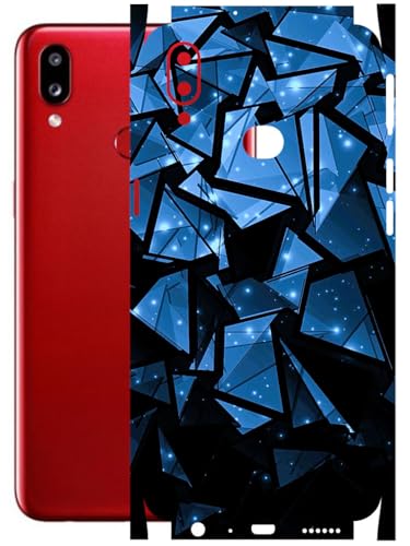 Image of AtOdds - Full Body Back Screen Guard Protector Film - Lamination Wrap Skin Sticker Compatible with Samsung Galaxy A10s | Scratchproof Matte Finish (Blue Crystals)