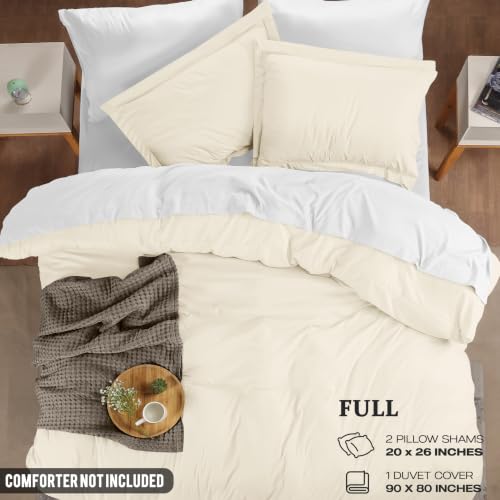 Image of Utopia Bedding Duvet Cover Full Size - 3 Piece with Zipper Closure - 1 Comforter Cover 80X90 Inches & 2 Pillow Shams 20X26 Inches (Ivory) Comforter Not Included