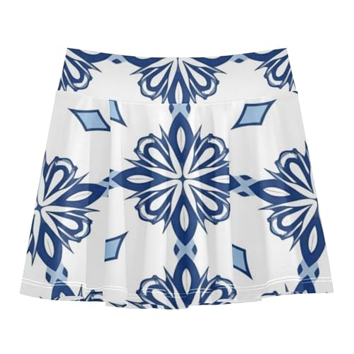 Joisal Athletic Shorts Girls Skorts Mexican Graphic Blue Flowers Kids Tennis Skirts Neon Little Girl 3t
