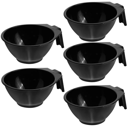 BATHVEVE 5 pezzi Ciotole per Tinta Capelli in Plastica Nera Miscelazione per Saloni e Uso Domestico Resistenti e Versatili per Colorazione e Maschere Facciali DIY