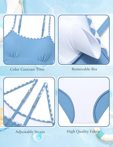 Image of Girls Swimsuit Adjustable Straps Cut Out One Piece Bathing Suit with Solid Color Cover Up Skirt Girls' Swimwear 5-16Y