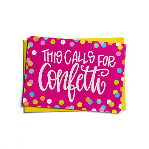 Image of DaySpring - Maghon Taylor - This Calls for Confetti - 10 Blank Celebration Note Cards with Yellow Envelopes (J9649)
