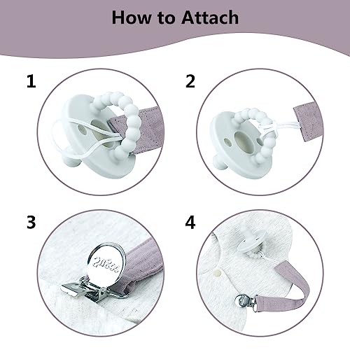 Pacifier Clip for Baby Boy and Girl - Linen Soft Fabric Pacifier Hold with Clip for Binky, Leash Soothie Holder Unisex 4 Pack (Pink）