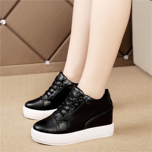 UPGENT White Women's Fashion Hidden Heel Sneakers Lace-up Platform Wedge Sneakers Sandals Bride Wedding Casual Walking Shoes3