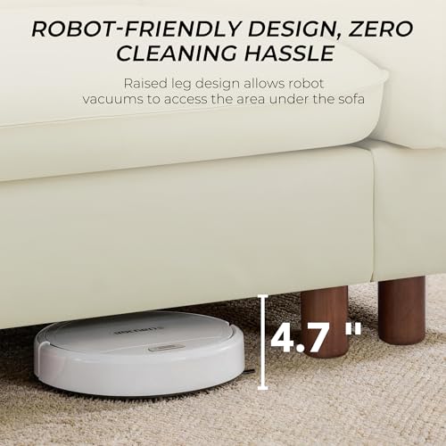 Image of CHITA 127 inch Leather Super Large Sectional Couches for Living Room, Modular Sofa, Premium Genuine Leather Sofa, Down Filled, High Density Foam, Real Leather in Cream, 4 Seat L Shaped
