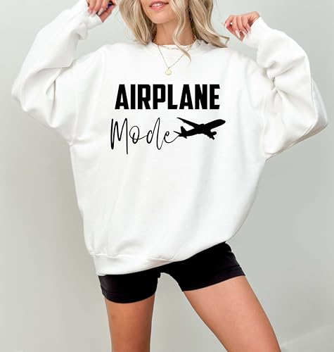 Airplane Mode Sweatshirt, Cute Travel Pullover, Cozy Airport Crewneck Sweater, Funny Vacation Outfit Top, Flight Day Apparel, Travel Gift for Women and Men Sand3