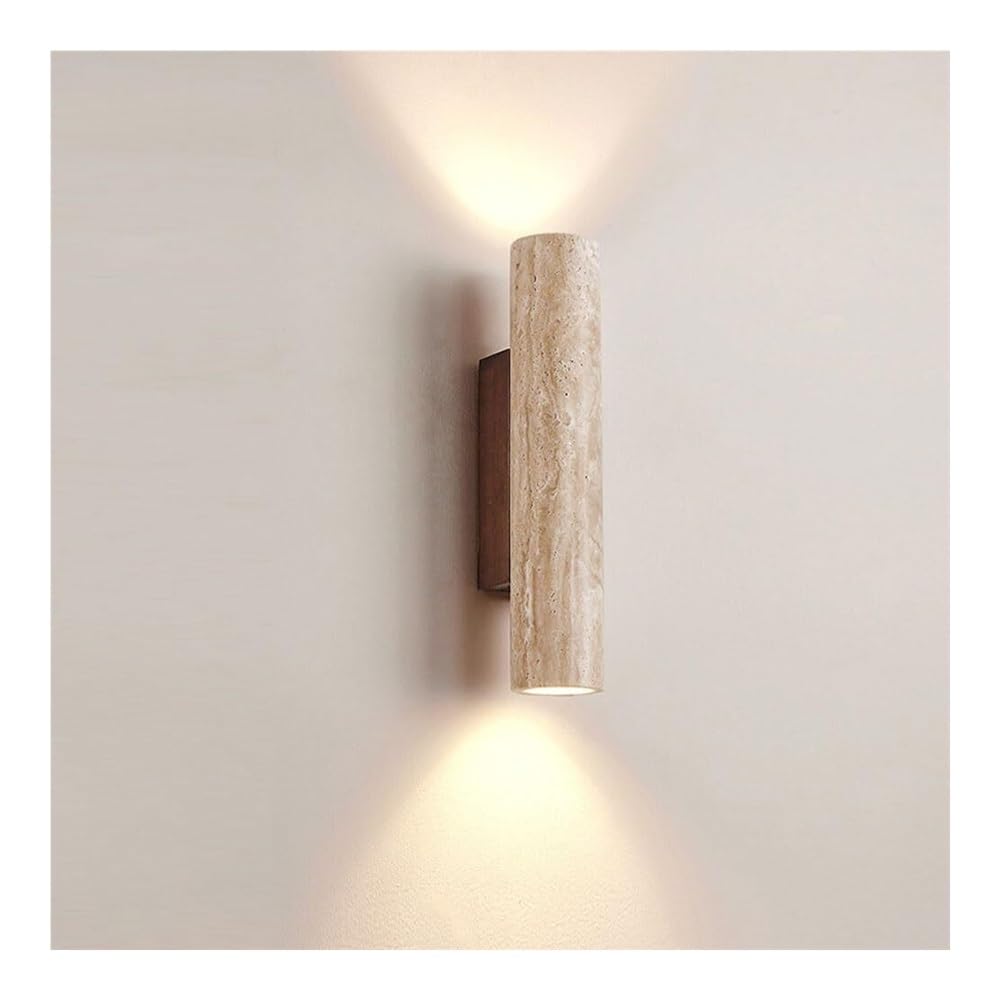 TONFON Nordic Home Decoration Wall Mounted Lamp Wabi Sabi Wall Lamp Yellow Travertine Farmhouse Wall Sconce for Bedroom Living Room Study Room Dining Room Hallway Stairs Hall Restaurant(32cm)
