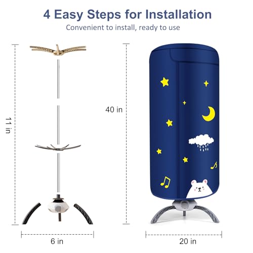 Image of Portable Clothes Dryer, 900W Fast Drying & Large Load Capacity for Laundry and Shoes - Compact Mini Dryer Machine for Travel, Apartments, RV, Dorm Blue Polar Bear