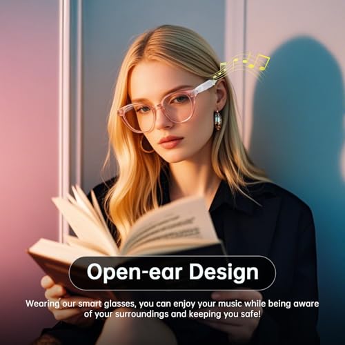 Image of Smart Glasses for Women, Blue Light Filtering Lenses，Bluetooth 6.0, Audio & Mic, Intelligent Touch,Open-Ear Clear Sound, Remote Photography, Ultralight Comfortable Design for Relexing Working