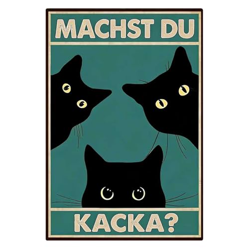 RunXinDa Vintage Blechschild Retro Wanddeko Badezimmer Humor Spruch 20x30cm Geschenk Idee Küche Wohnzimmer Decor Garten Deko(1 Blatt - Katzenschild für die Toilette)