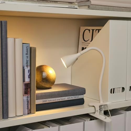 Adjustable Gooseneck LED Clip-On Light - Gentle Eye-Friendly Reading Lamp with Clamp for Bed, Desk, or Headboard - Gift for Book Lovers, White
