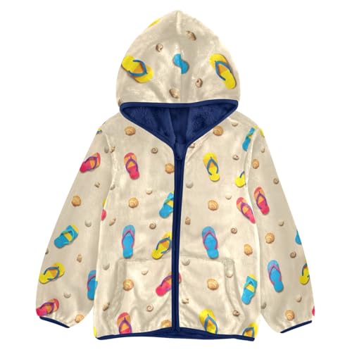 CHIFIGNO Colorful Flip Flops Boys Winter Coat, Boy Hooded Jacket Warm for Fall Winter Spring 3T