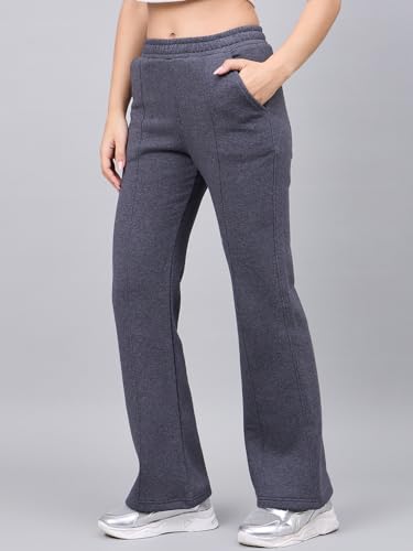 Image of 98 Degree North Women Flared Fleece Track Pants-GL1315-ALMOND