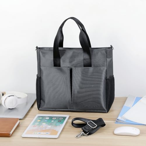 Oxford Canvas Tote Bag for Women,Crossbody Shoulder Bags for Men,Laptop Work Bag,Waterproof Nylon Multi Pocket Handbags for Teacher,Travel,Work,Outdoor2