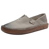  Vogstyle Damen Retro Leder Atmungsaktiv Flach Weich Schuhe Grau EU 41/42=Asian 42
