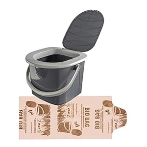 BranQ – Home essential Mobile Campingtoilette 15,5 Ltr, Inklusive 1 Stück Bio-Toilettenbeutel KOSTENLOS, PP aus BPA…