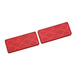 2Pcs Plastic Rectangular Stick-on Reflector Sticker (Red, 2.76 x 1.18 in)