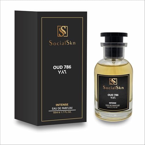 Socialskn OUD786 Perfume Eau de Parfum | 50ml | Unisex Oriental Woody Fragrance with Cypress Leaf, Saffron, Cardamom, Bulgarian Rose, Jasmine, Leather & Sandalwood | Inspired by Penhaligon’s Halfeti