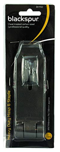 Image of 1x Black 114mm Carbon Steel Heavy-Duty Safety Hasp & Staple - Cupboard Cabinet Shed Door Garden Gate Security Padlock Latch Lock - by Blackspur