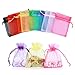 Ropiaece 120 Pezzi Sacchetti Organza 7x9, Colore Trasparente Sacchetti Portaconfetti per Bomboniere Comunione Matrimonio Compleanno Gioielli Bustina Natale Regalo con Cordino