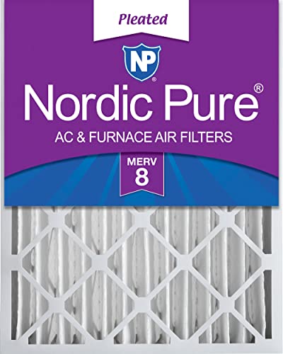 Image of Nordic Pure 16x25x4 Pleated MERV 8 Air Filter 1 Pack | Actual Size: 15 1 /2 x 24 1 /2 x 3 5 /8 Made in USA, Standard HVAC Filtration, Larger Airborne Particles, Lint, Dust & Pollen