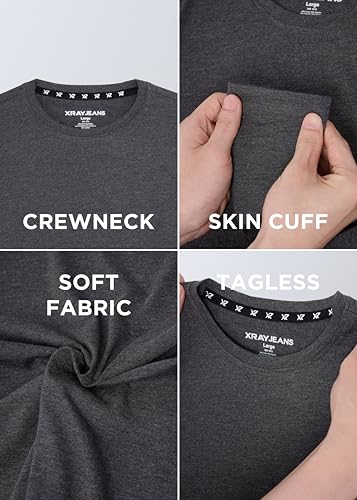 X RAY Boys (6-12) 3-Pack Classic Fit Tagless Cotton Shirts, Kids Long Sleeve Lightweight Crewneck Soft T-Shirt3