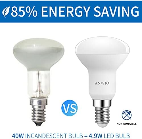 ANWIO Daylight R50 Spotlight LED Bulb 40W Equivalent, 470Lm, 4.9W E14 Cool White Reflector Bulbs 6500K,R50 E14 Bulbs, Non-Dimmable (6-Pack)