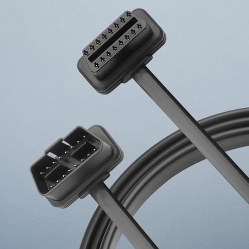 Image of OBD Slim Extension Cable,16 Pin OBD2 Male to Female Ribbon Extension Wire, Diagnostic Universal OBD II Convert Cable (90-Degree 16-pin Male Connector)