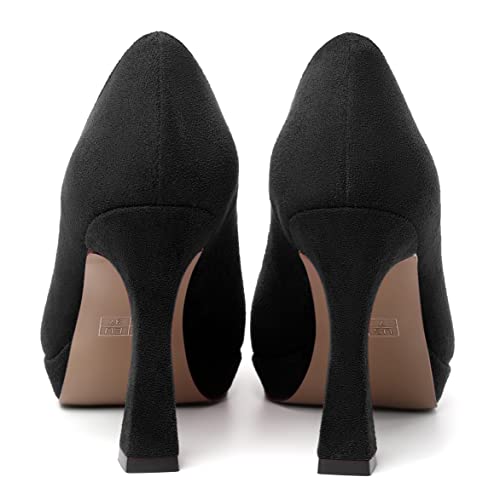MERRORI Womens Pointed Toe Platform Slip On Solid Evening Suede Dress Stiletto High Heel Pumps Shoes 4 Inch4