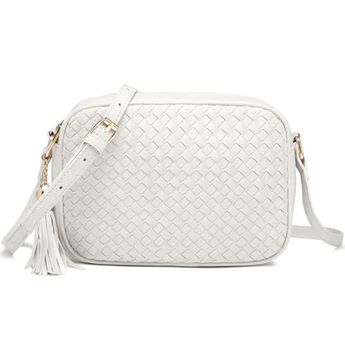 Image of AFKOMST Woven Crossbody Bag, Small Summer Purse and Boho Bag for Women | Vegan Leather, Roomy Space, 2.3L Capacity, fits iPad mini /Long Wallet /Kindle, Versatile for Daily Use /Casual /Date /Office