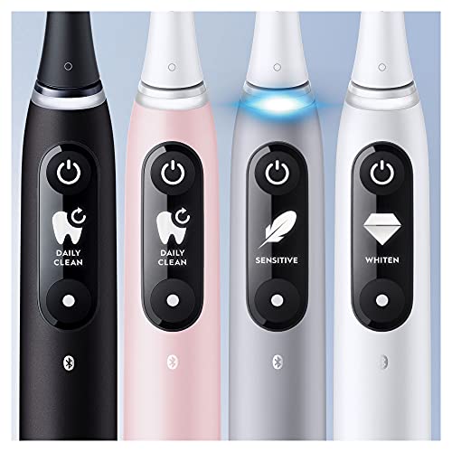 Oral-B iO Series 6 Elektrische Zahnbürste/Electric Toothbrush, Doppelpack mit 2 Aufsteckbürsten, 5 Putzmodi für Zahnpflege, Magnet-Technologie, Display, Geschenk für Sie/Ihn, black lava/pink sand – Bild 3