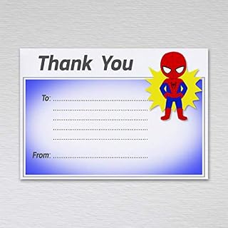 Kids Spiderman Thank You Letter Cards - Pack of 20 Childrens Thank You Cards Notes (Pack of 20 Blue with Envelopes)