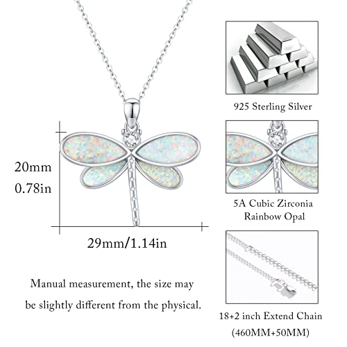 CUOKA MIRACLE Dragonfly Necklaces 925 Sterling Silver Dragonfly Jewelry Pendant Necklaces Opal Abalone Shell Dragonfly Jewelry Dragonfly Gifts for Women Nature Lover4
