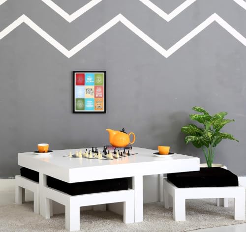 Image of Soild Sheesham Wood Centre Coffee Table with 4 Stools for Living Room Hall Bedroom Office | Wooden Center Coffee Table for Outdoor Garden Home | White Finish