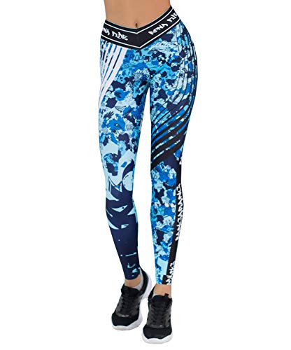 Bona Fide Leggings Deportivos Mujer de Clase Premium | Leggins Militar Azul Marino Deporte Estampados Elasticos Mallas Fitness Yoga Gym Mayas Running (Navy, M)