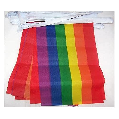 Image of AZ FLAG Rainbow 6 meters BUNTING Flag 20 flags 9'' x 6'' - Gay pride STRING flags 15 x 21 cm