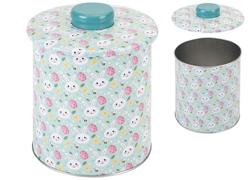 PMS Easter Biscuit Tin – Bunny & Egg Themed Storage Tin with Lid – Perfect for Easter Gifting, Biscuits & Spring Decorations
